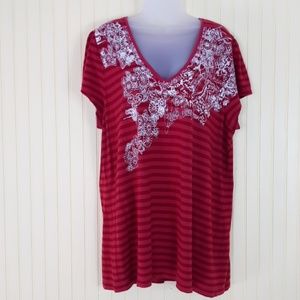 Calvin Klein Jeans red stripped tee 2X